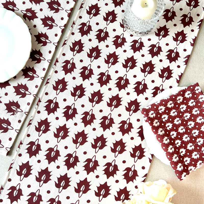 Cotton Printed Table Runner | Rust | 183 x 35 cm、mySite、camillekostekn