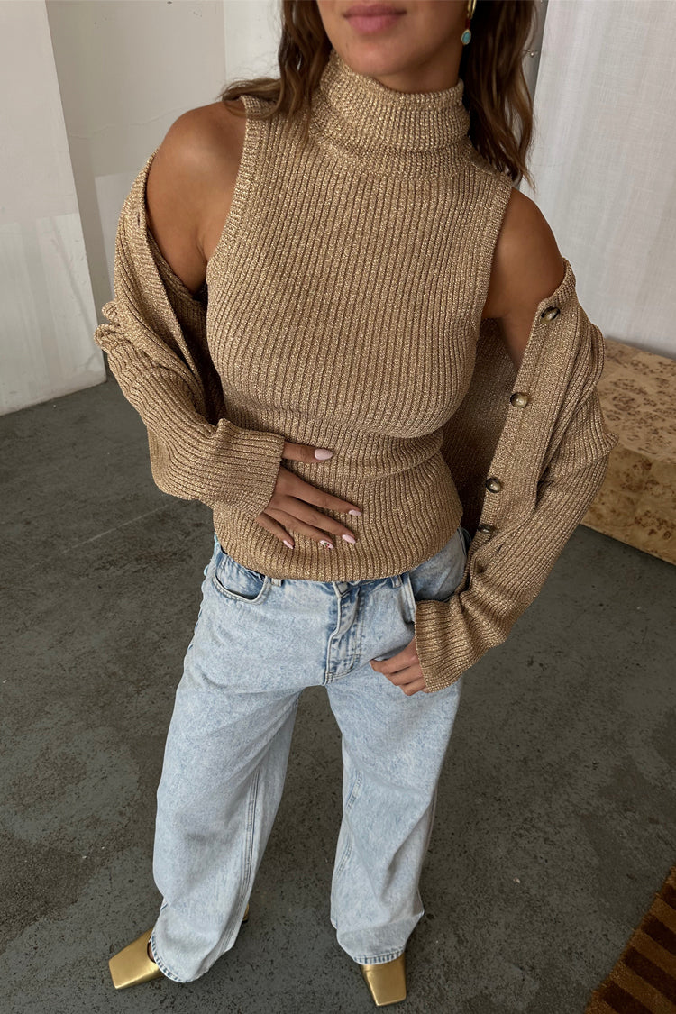 Gold Rib Knit Vest、mySite、solidvoid