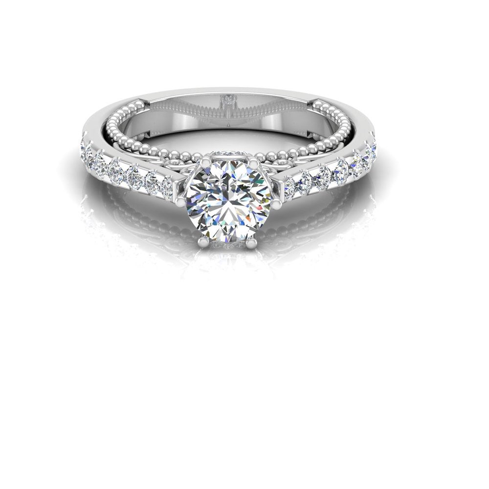 Antique Style Cathedral Hidden Halo Moissanite Engagement Ring、mySite、hinf8tx79