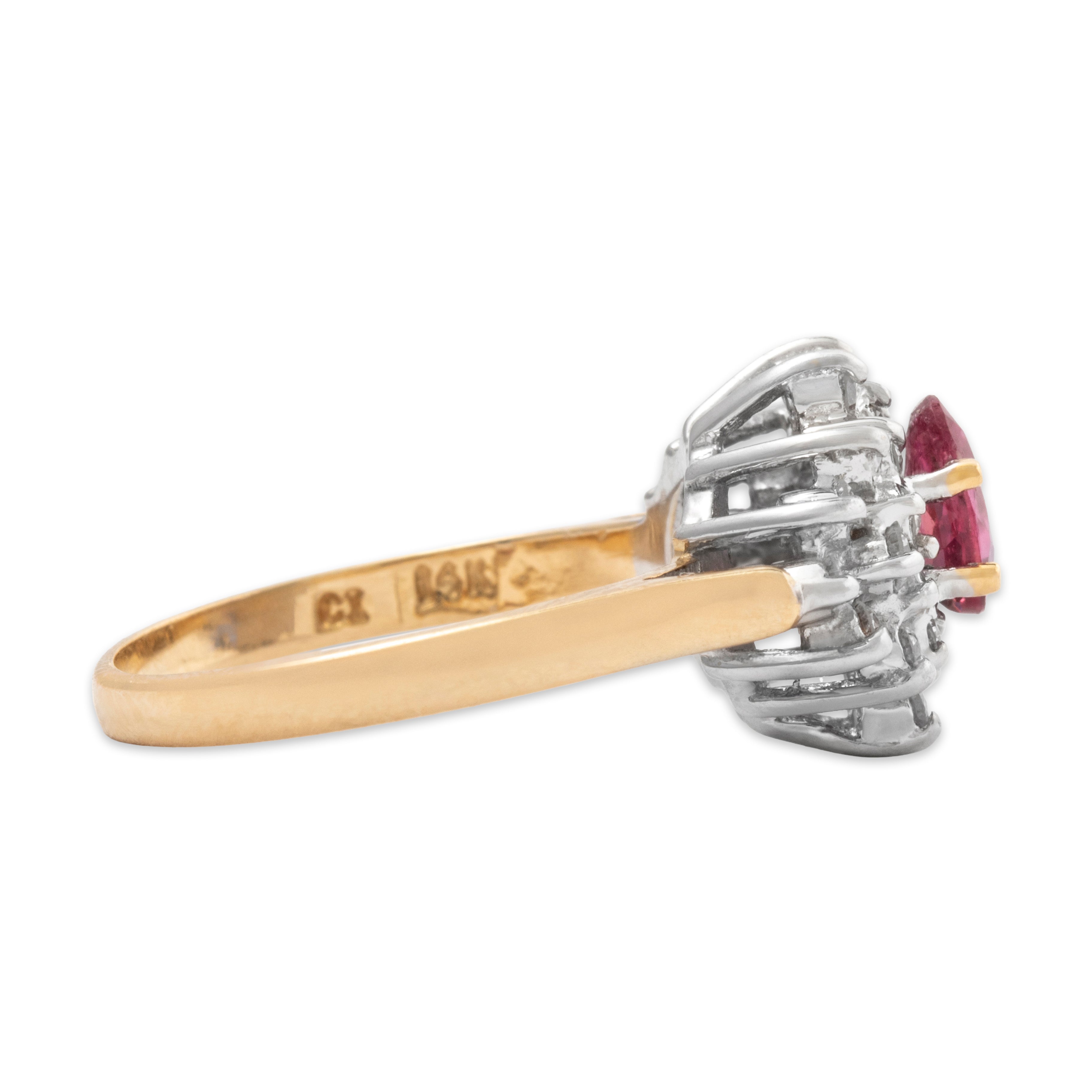 Vintage 14k Yellow & White Gold Ruby .625cttw Diamond Cocktail Ring 5.50、mySite、hinf8tx79