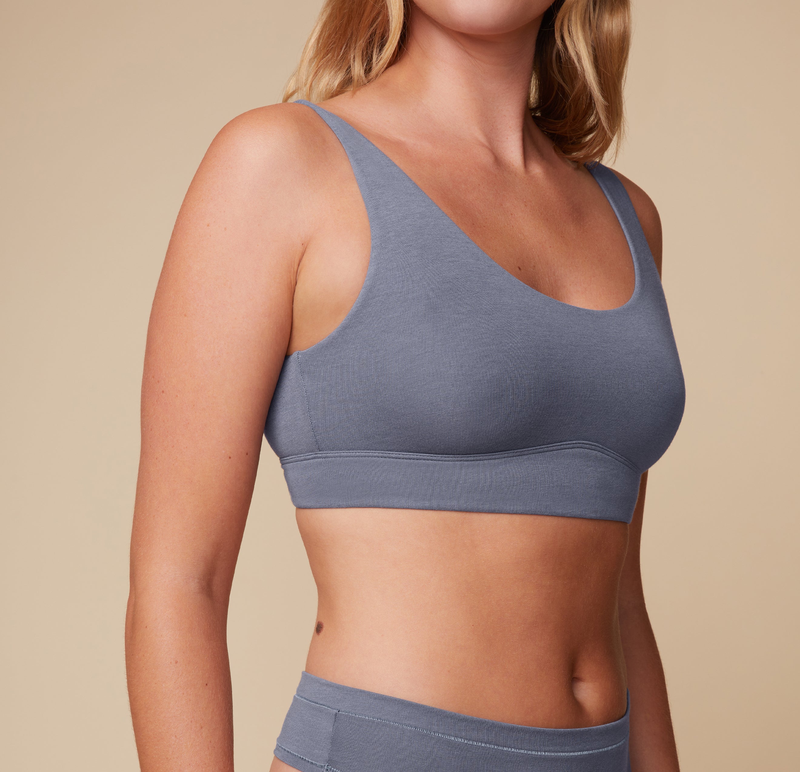 Cloud Cotton Scoop Bralette - Slate、mySite、bengalsvssteelers