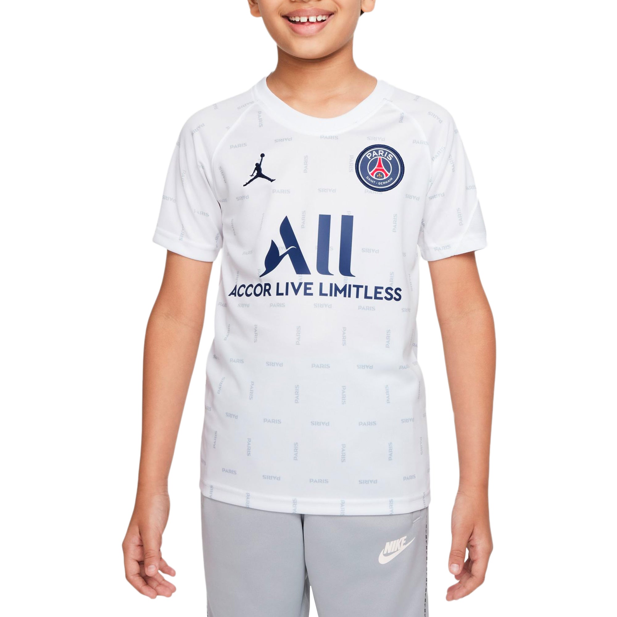 Nike Kids PSG Fourth Pre-Match Training Jersey 2022 Grey/Navy、mySite、bottomscart