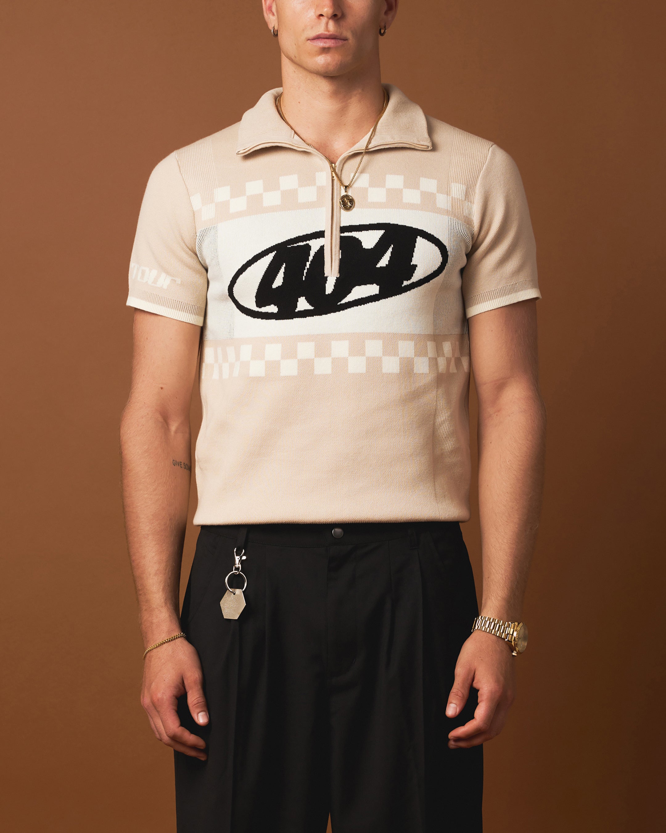 404 Knit Cycling Polo Shirt Tan、mySite、zt4zffjzw