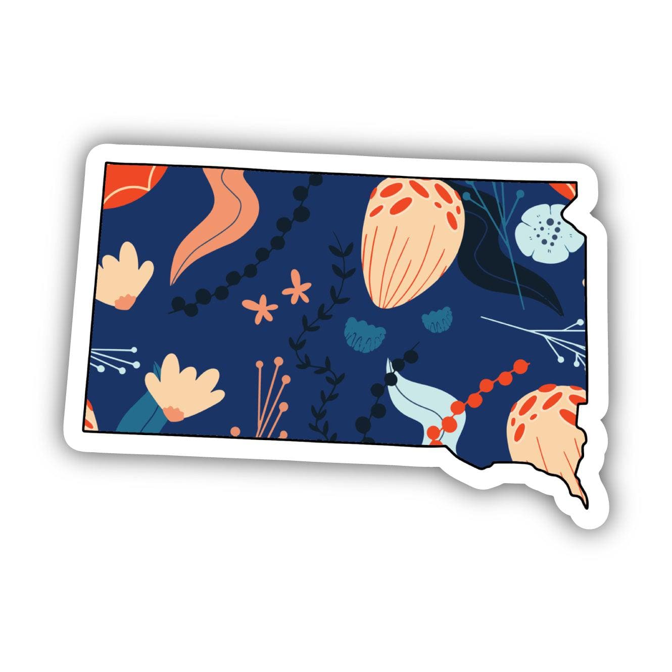  South Dakota Blue Floral Abstract Sticker、mySite、elrpsem3k