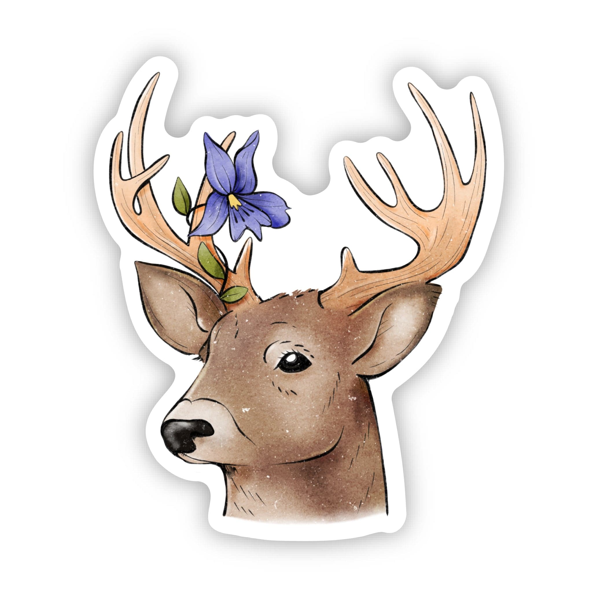 Deer And Blue Violet Flower Illinois Sticker、mySite、ghnorth