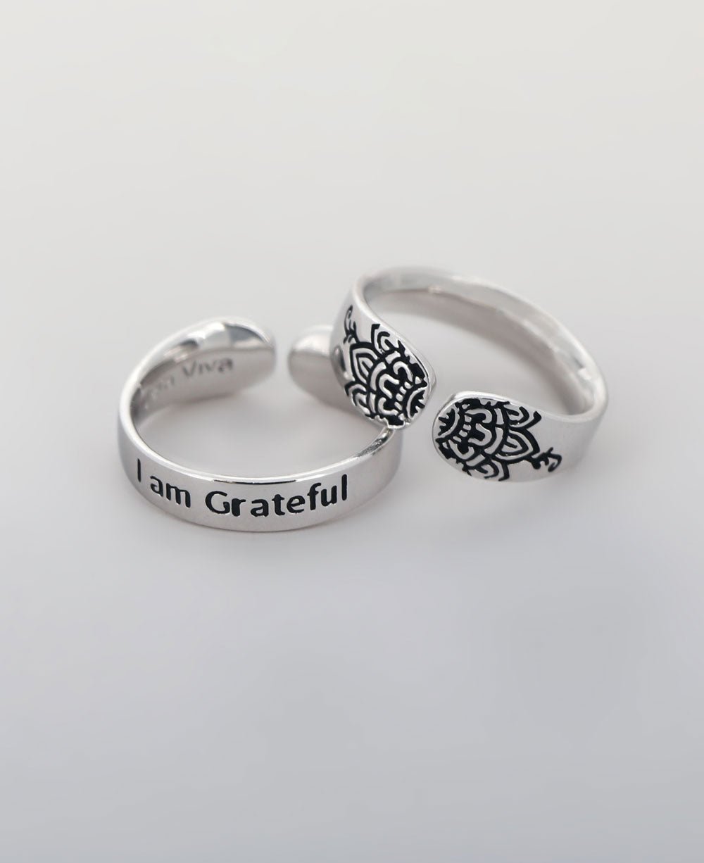 I am Grateful Affirmation Sterling Silver Adjustable Ring、mySite、topwebapps