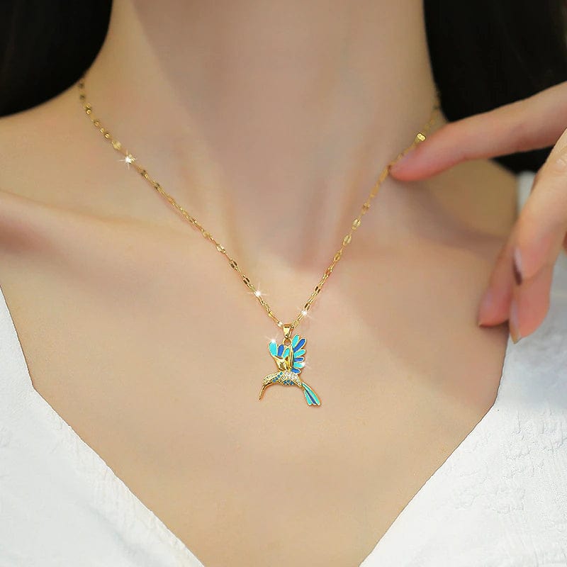 Waterproof Necklaces Dragonfly, Sunflower, Double Strands, Stainless Steel Gold PVD、mySite、g9winljtr
