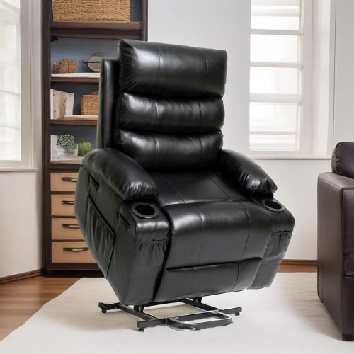 21"seat width,large size Electric Power Lift Recliner Chair Sofa for Elderly, 8 point vibration Massage and lumber heat, Remote Control, Side Pockets and Cup Holders, cozy fabric, overstuffed arm pu、、casual