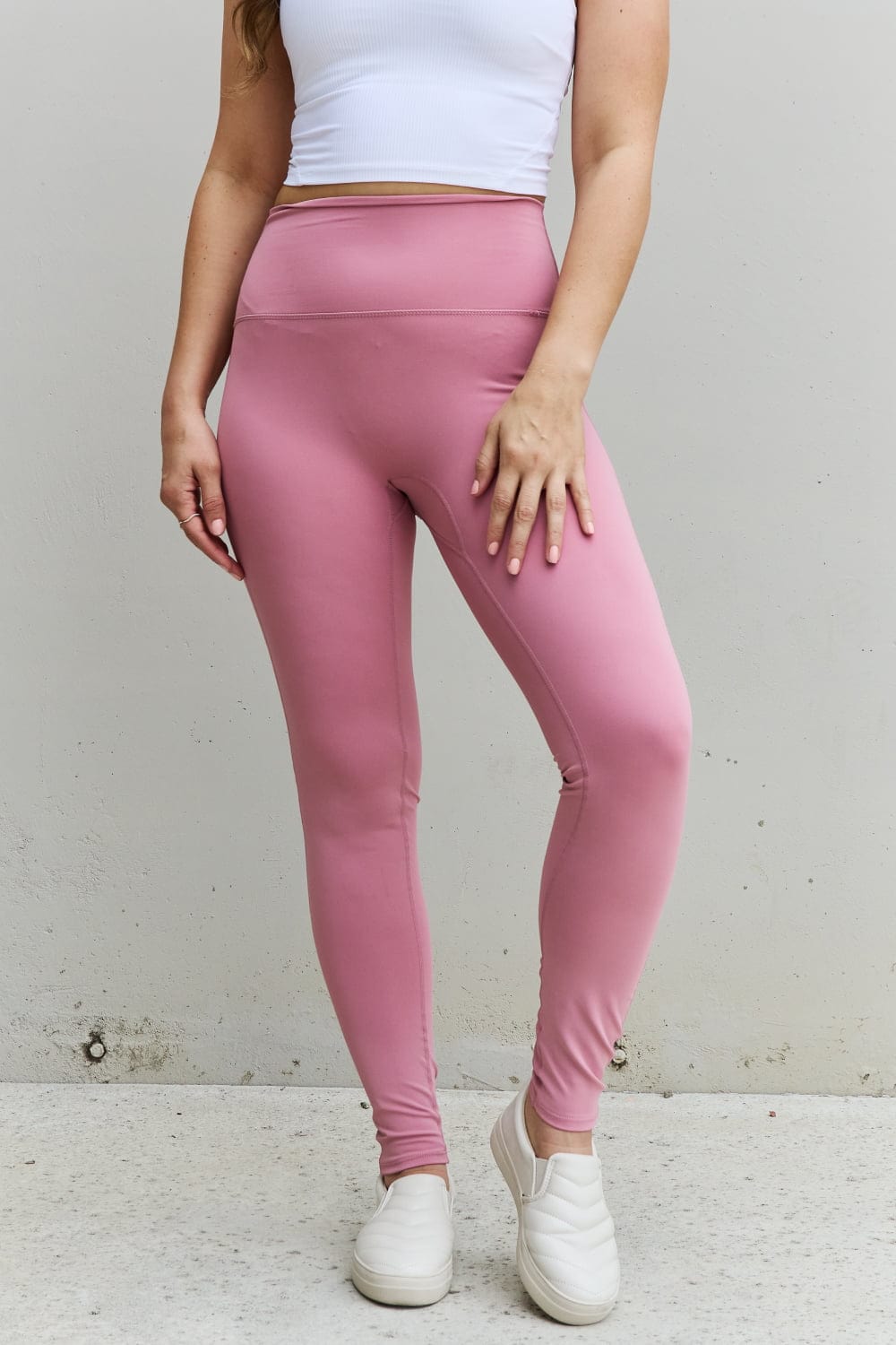 Zenana Fit For You Full Size High Waist Active Leggings in Light Rose、mySite、g9winljtr
