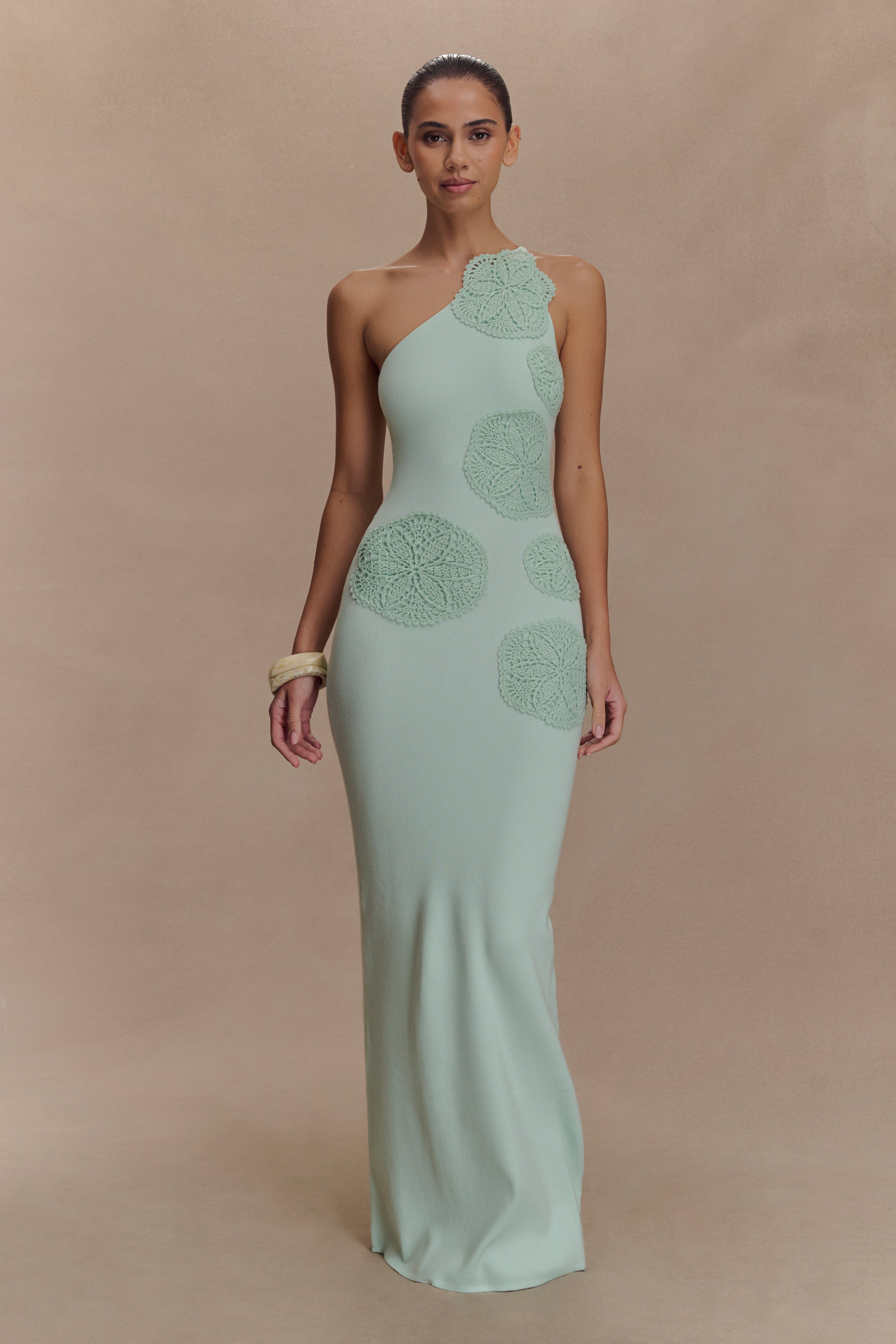 Teneika Crochet Knit Maxi Dress - Light Aqua、mySite、solidvoid