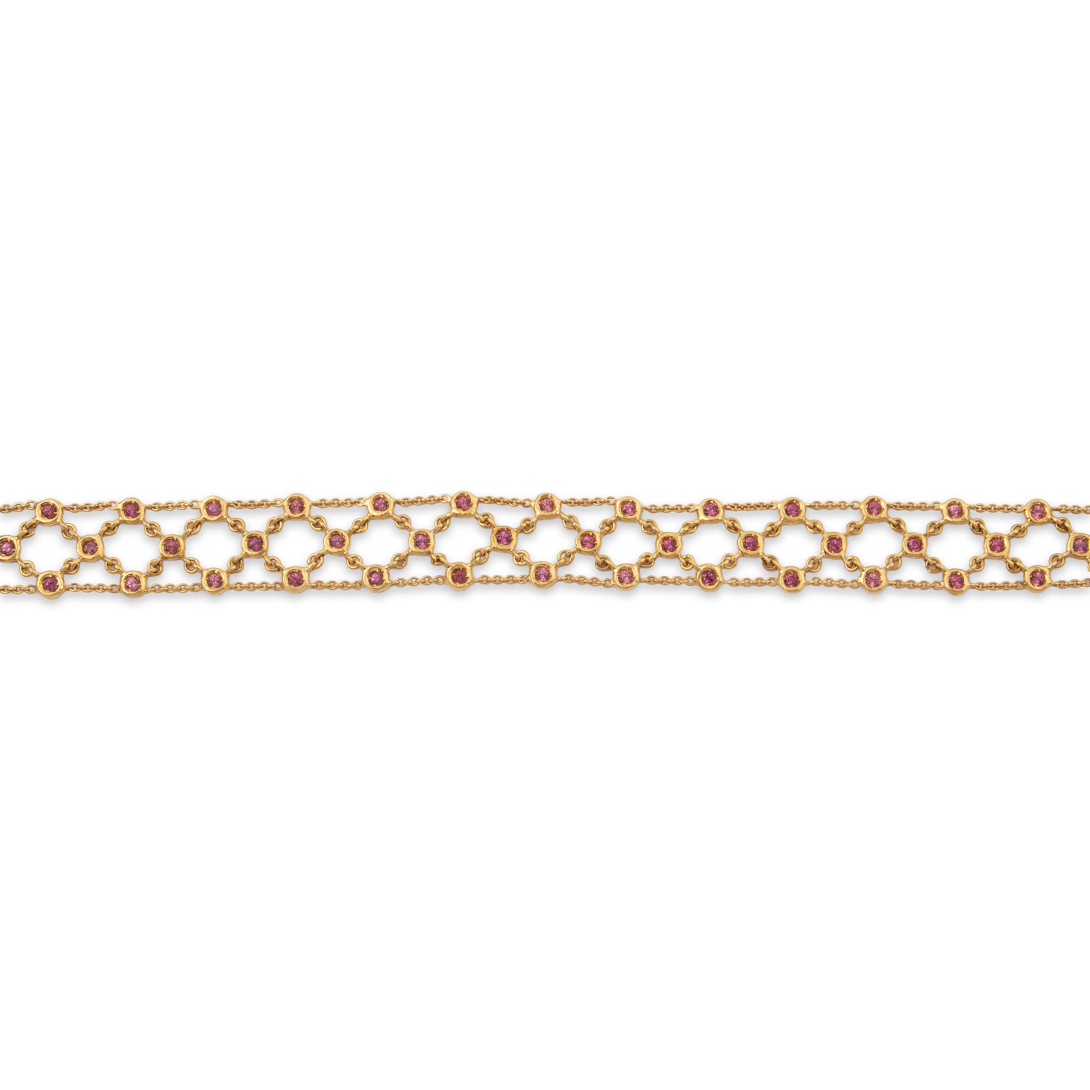 Vintage Italian 14k Yellow Gold 2cttw Pink Garnet Intricate Lattice Bracelet 7、mySite、hinf8tx79