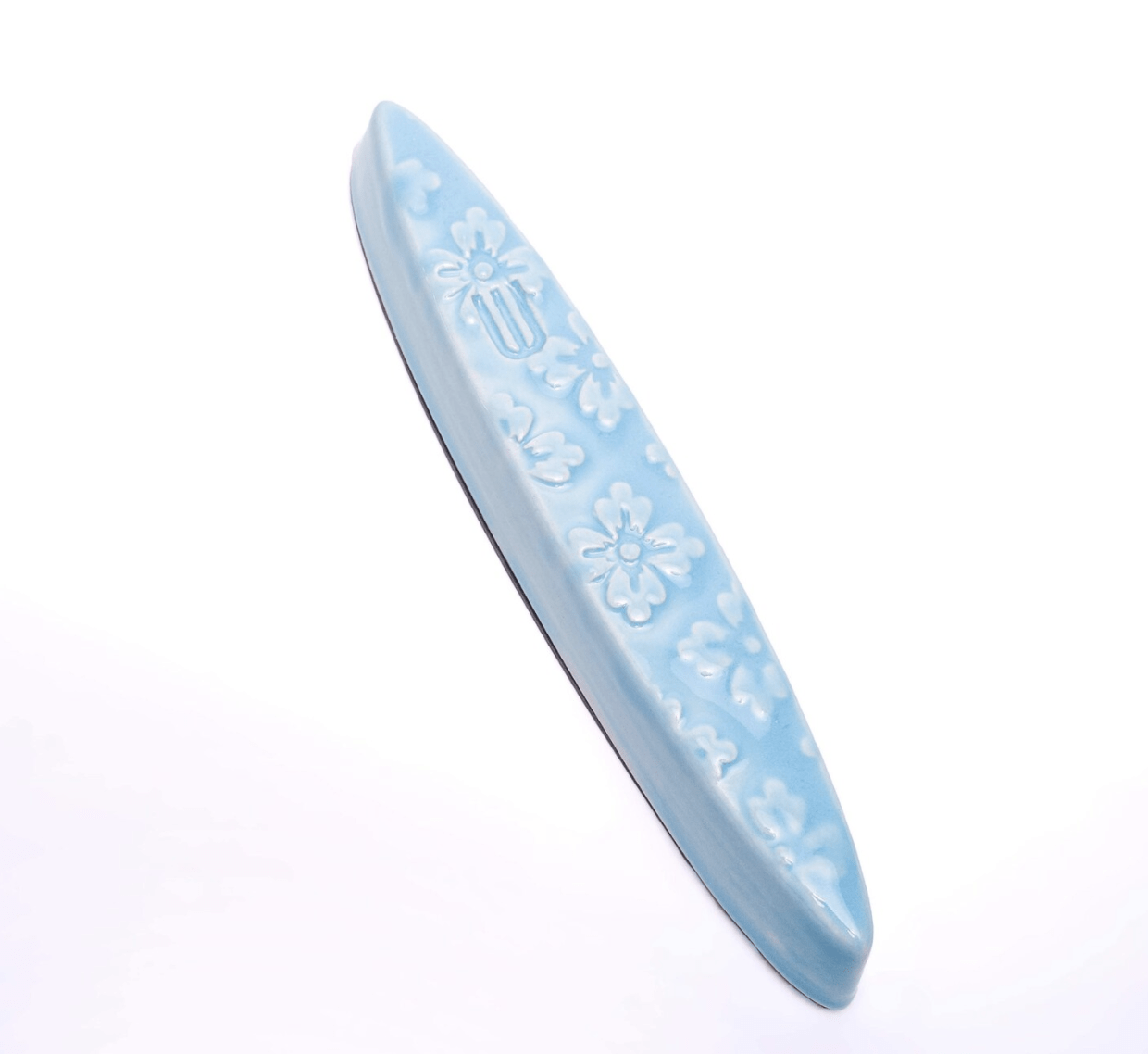 Light Blue Floral Ceramic Mezuzah Case by Mickala Design、mySite、topwebapps