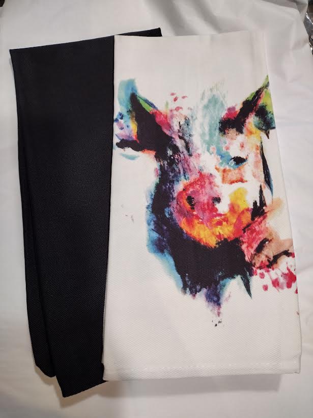 Pig Tea Towel Original Art Local Artist Made、mySite、g9winljtr