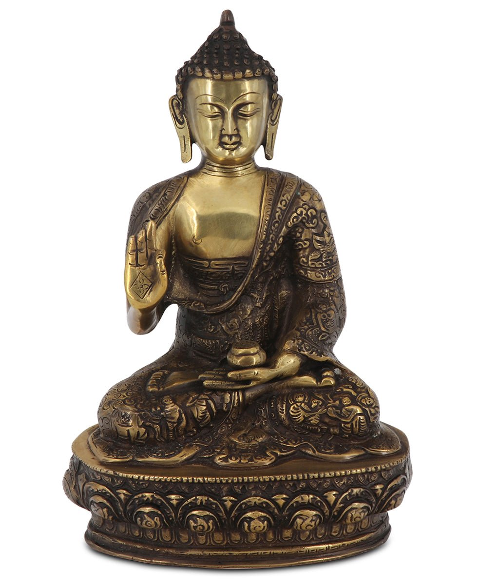 Intricate Life of Buddha Brass Statue, 12 Inches High、mySite、topwebapps
