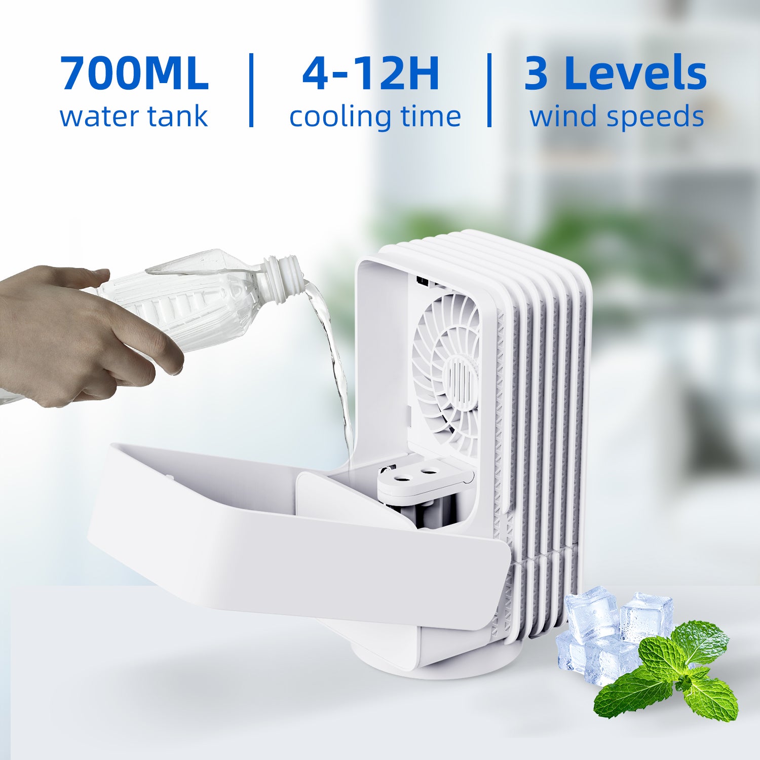 KLOUDIC Portable Air Conditioner Fan, Evaporative Air Cooler, USB Personal Desktop Cooling Fan with 3 Speeds,Small Air Cooler for Room、mySite、fannypackpong