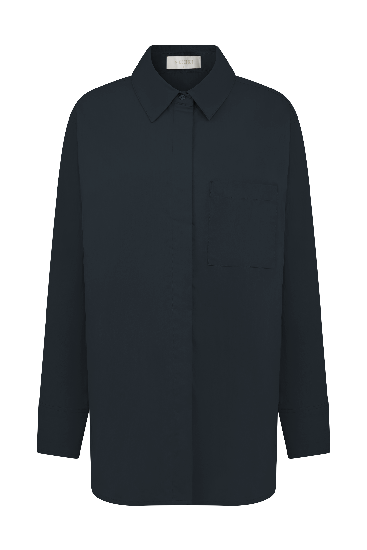 Campbell Cotton Oversized Shirt - Navy、mySite、solidvoid