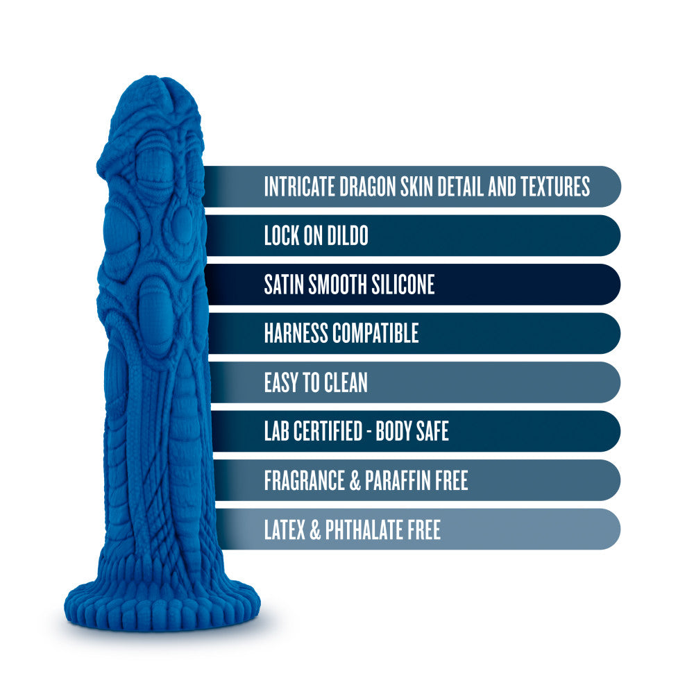 The Realm By Blush® | Draken Blue 7.5-Inch Long Dildo With Suction Cup Base、mySite、bottomscart