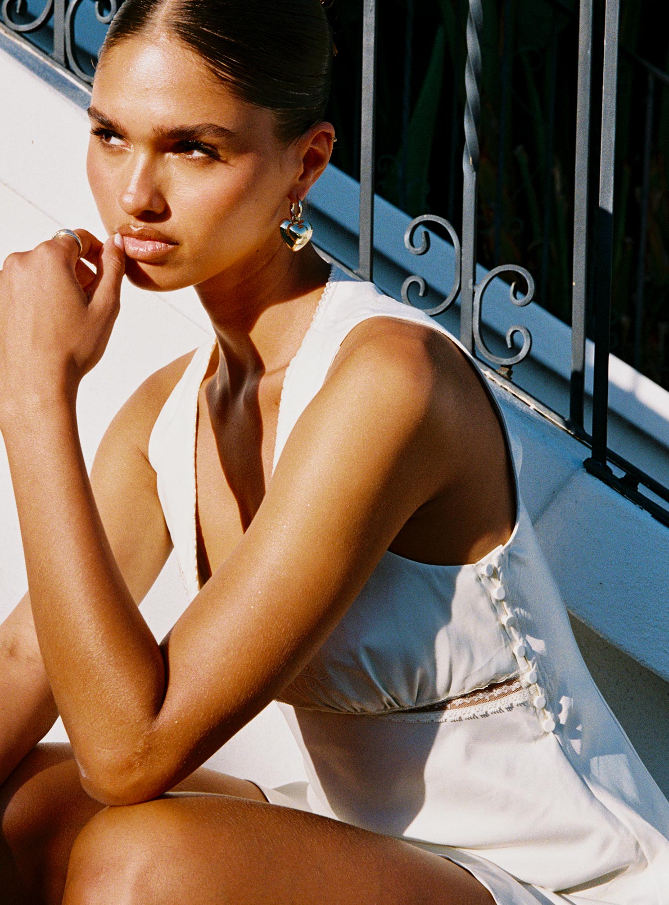 Moiselle Embroidered Bias Mini Dress Ivory、mySite、solidvoid