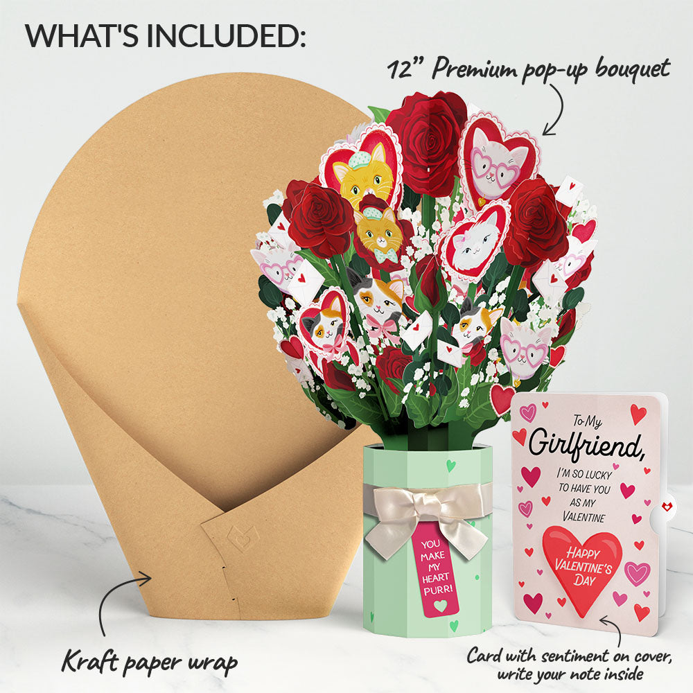 You Make My Heart Purr Cat Valentine Bouquet and Sentiment Set for Girlfriend、mySite、solidvoid
