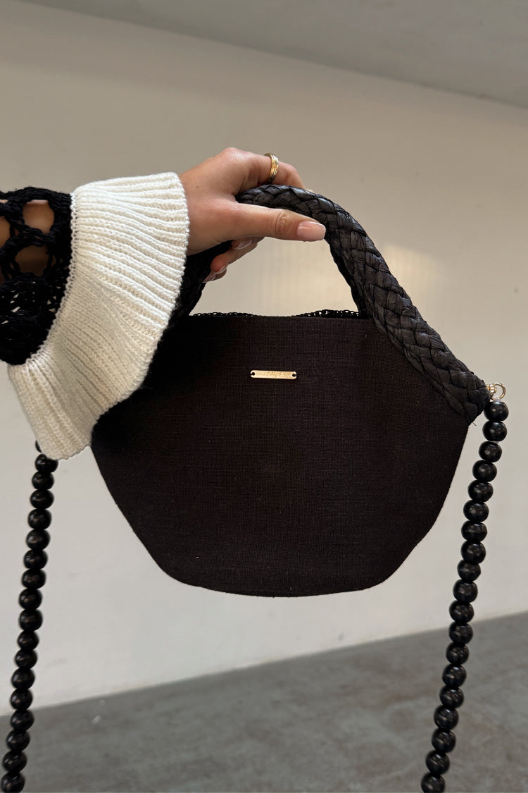 Black Crochet Shell Charm Mini Bag、mySite、solidvoid