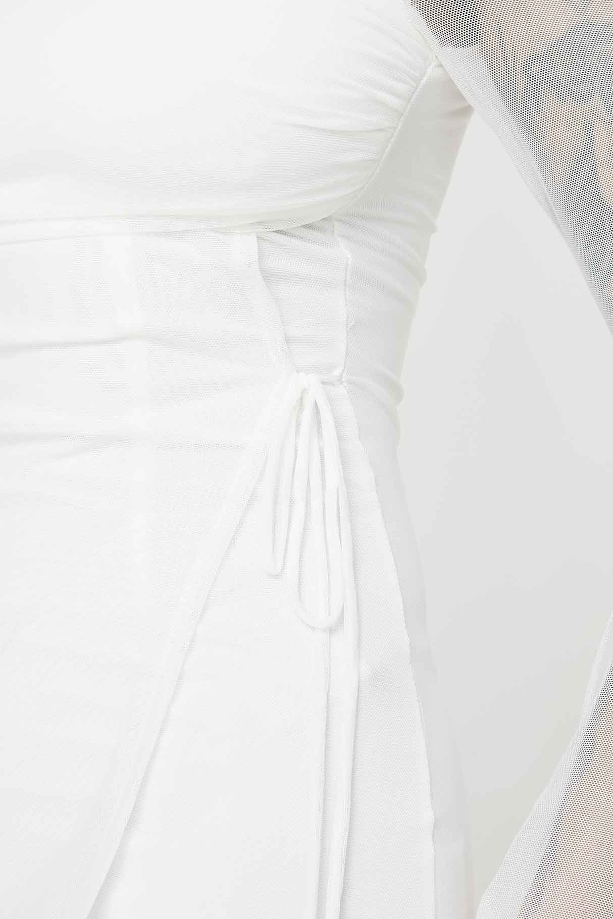 Martinez Long Sleeve Mini Dress White Tall、mySite、solidvoid