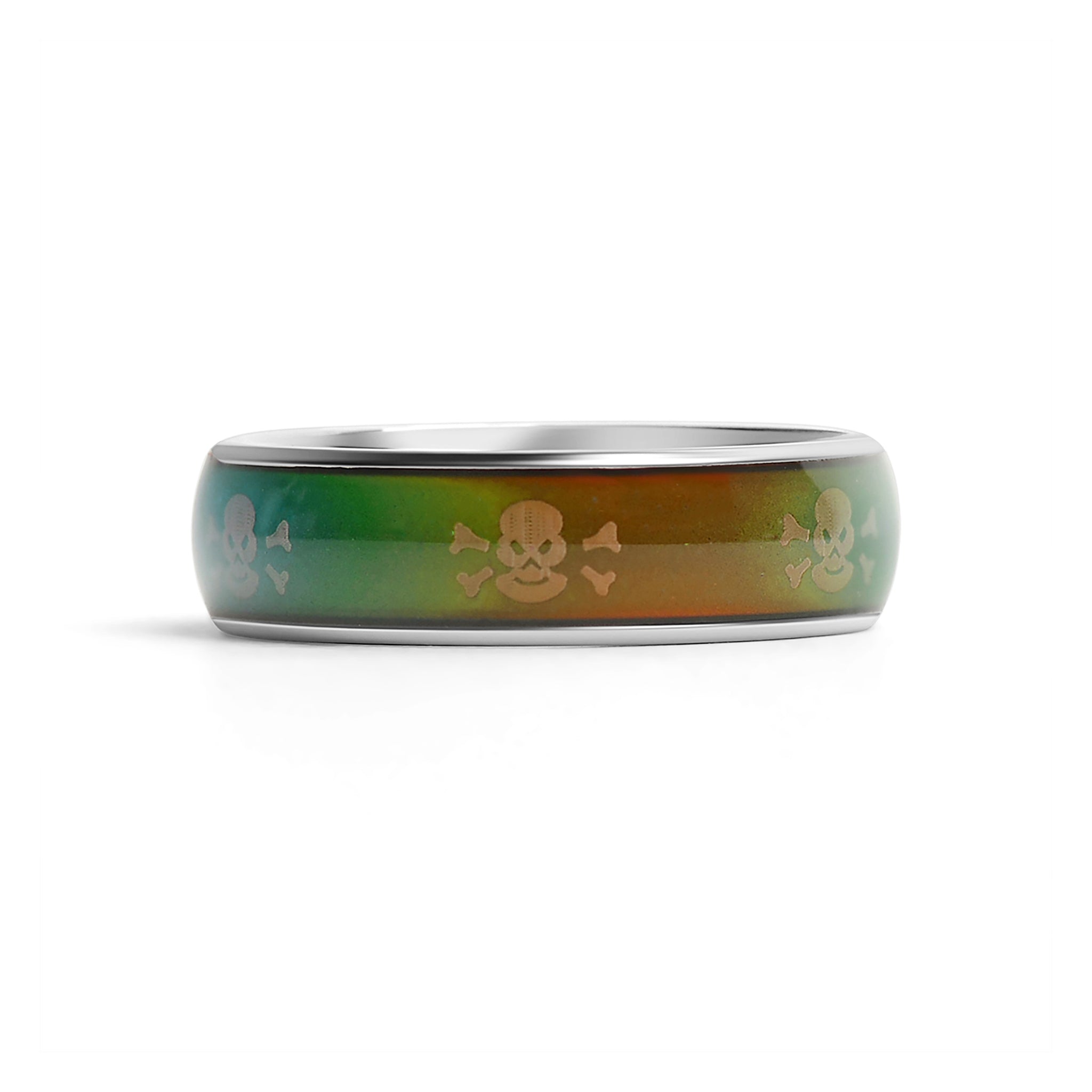 Stainless Steel Mood Band With Skull And Crossbones Ring / CFR9012、mySite、dreamappss
