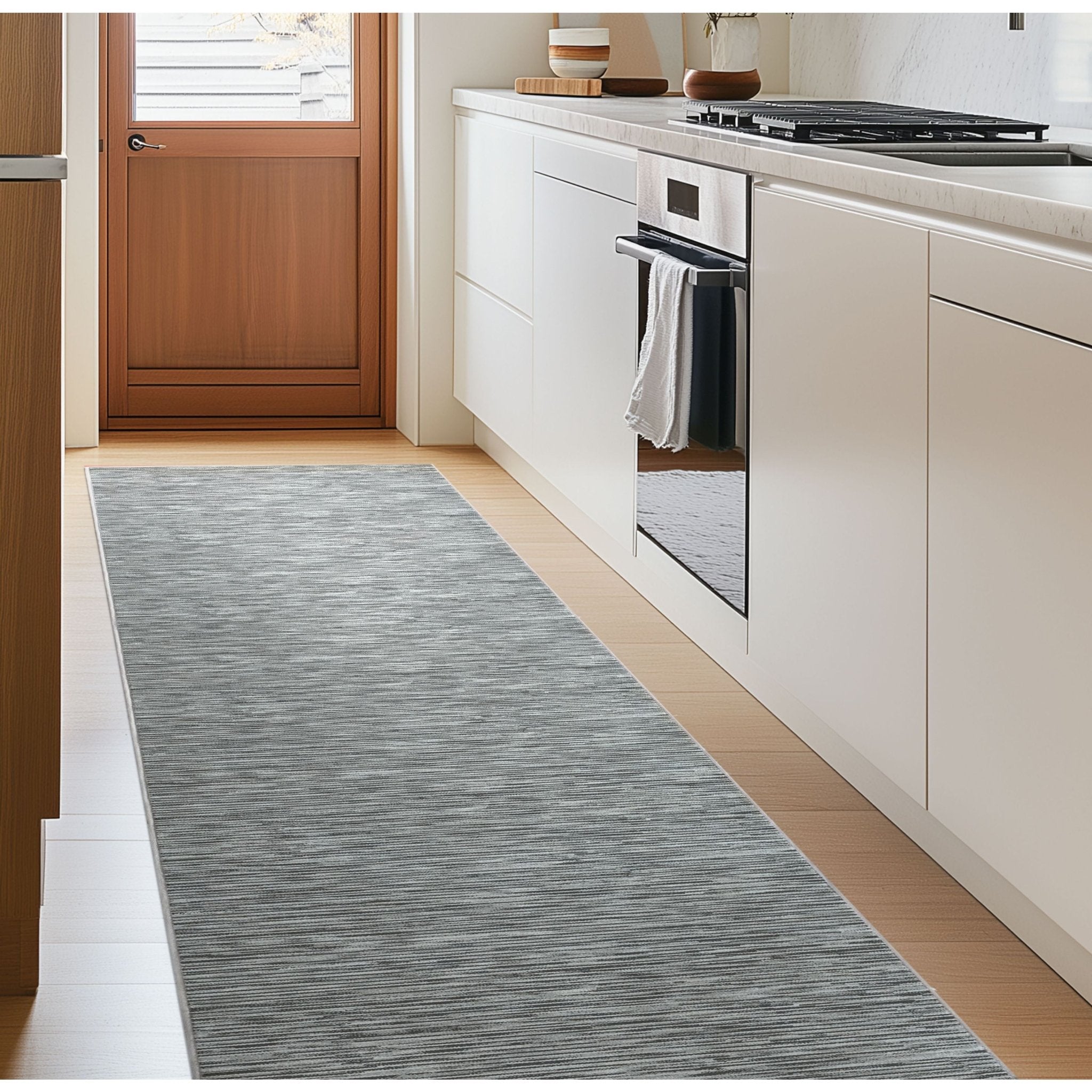 Custom Size Runner Striations Modern Striped Fogstone Pewter Choose Your Width x Choose Your Length Hallway Runner Rug、mySite、gigharbornorthrealestate