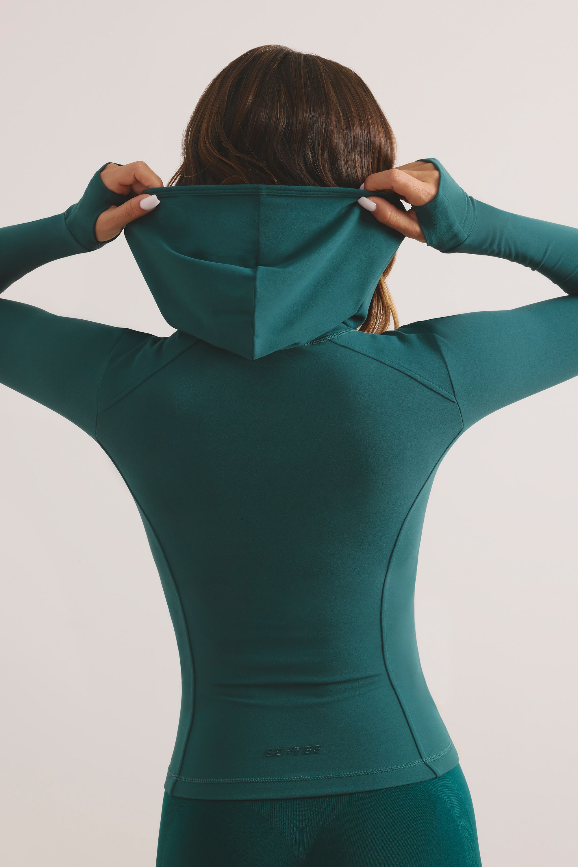 Soft Active Hooded Zip Up Jacket in Jade Green、mySite、solidvoid