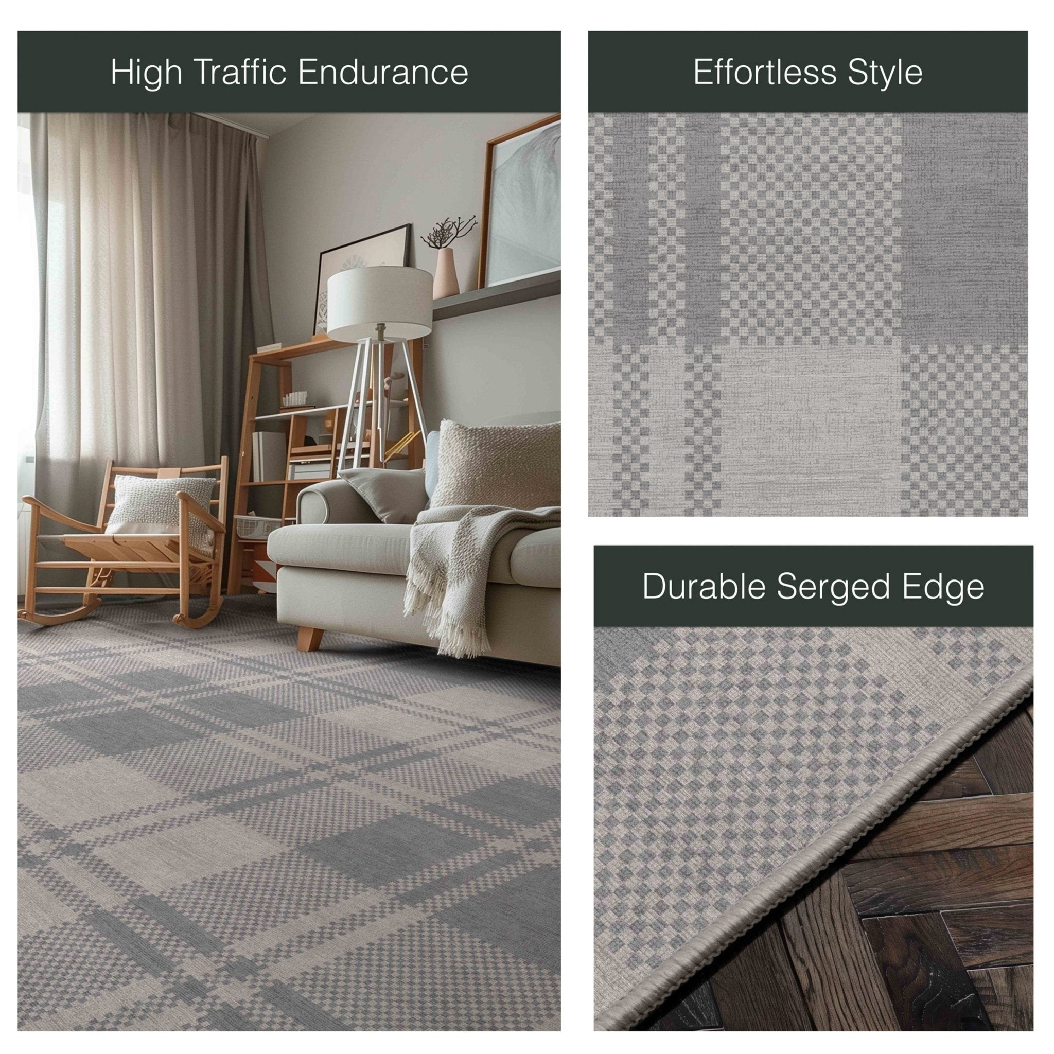 Oswald Plaid Custom Rug - Classic Plaid Design , Low Pile, Easy Maintenance, Customizable for Your Space、mySite、gigharbornorthrealestate