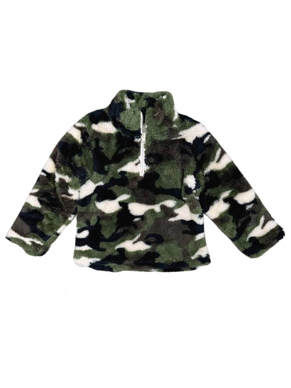 Green Camo Minky Plush Fleece Quarter Zip Top、mySite、camillekostekn