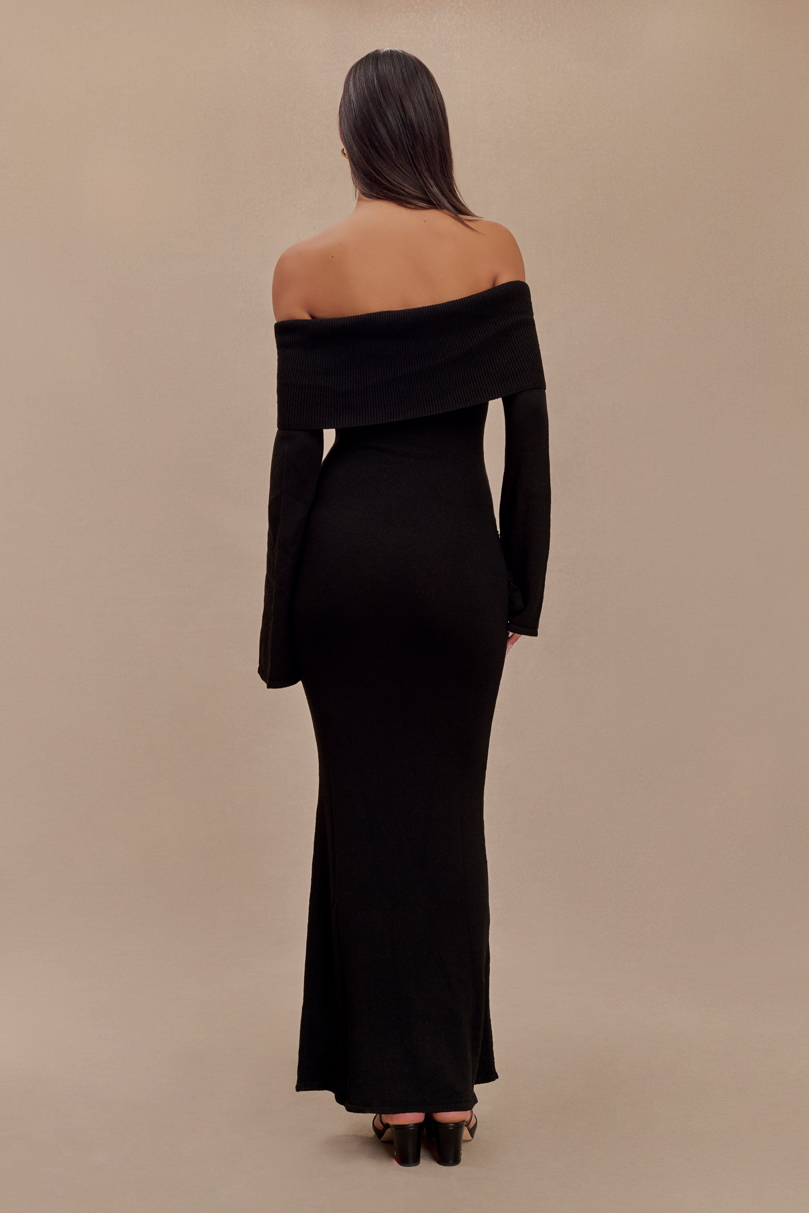 Cameron Off Shoulder Tie Maxi Dress - Black、mySite、solidvoid