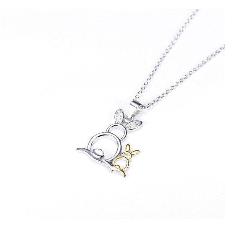 Sterling Silver Bunny Rabbit Necklace with Pair of CUTE Rabbits!、mySite、g9winljtr