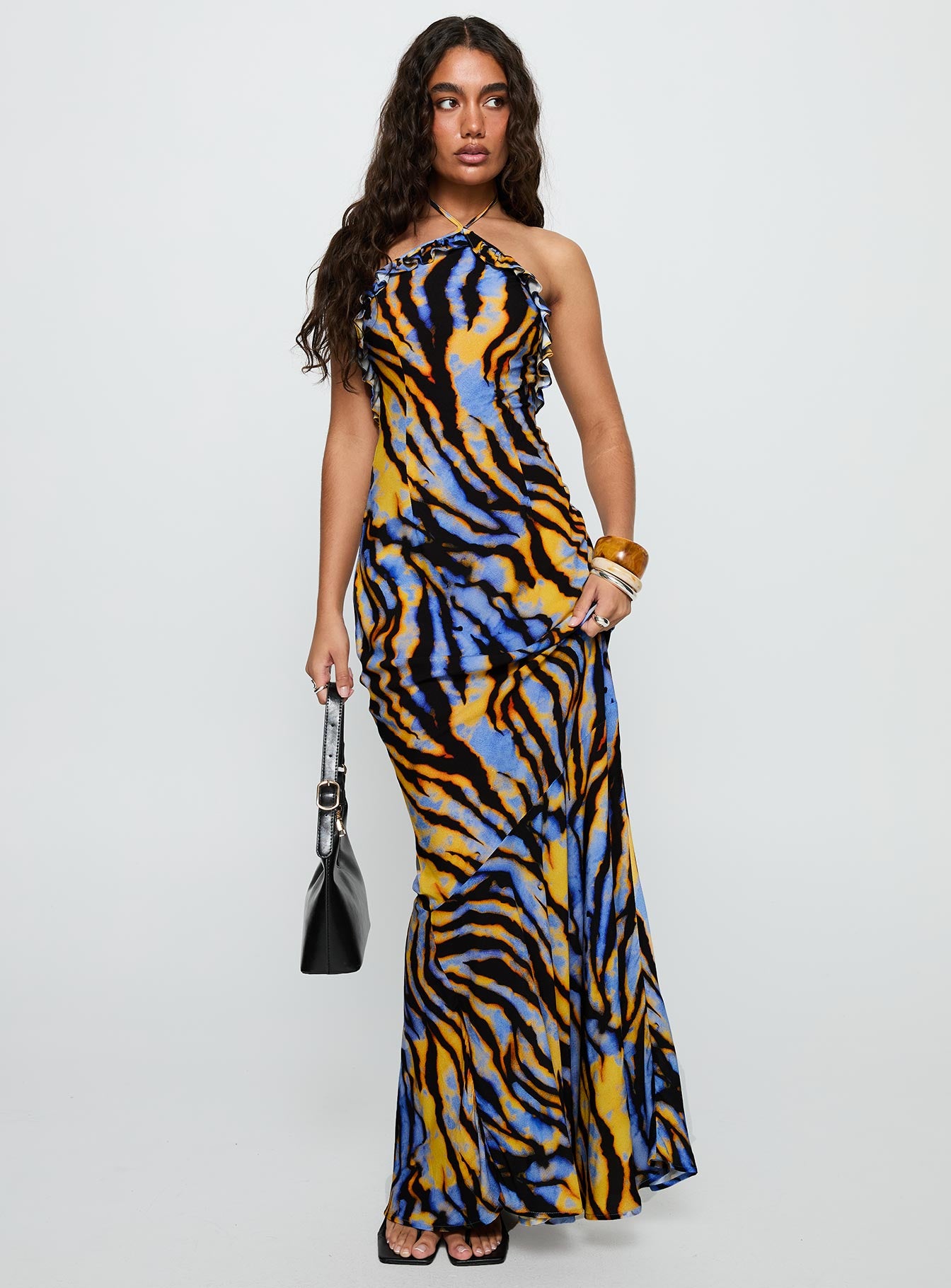 Virginia Beach Backless Maxi Dress Blue Zebra、mySite、solidvoid