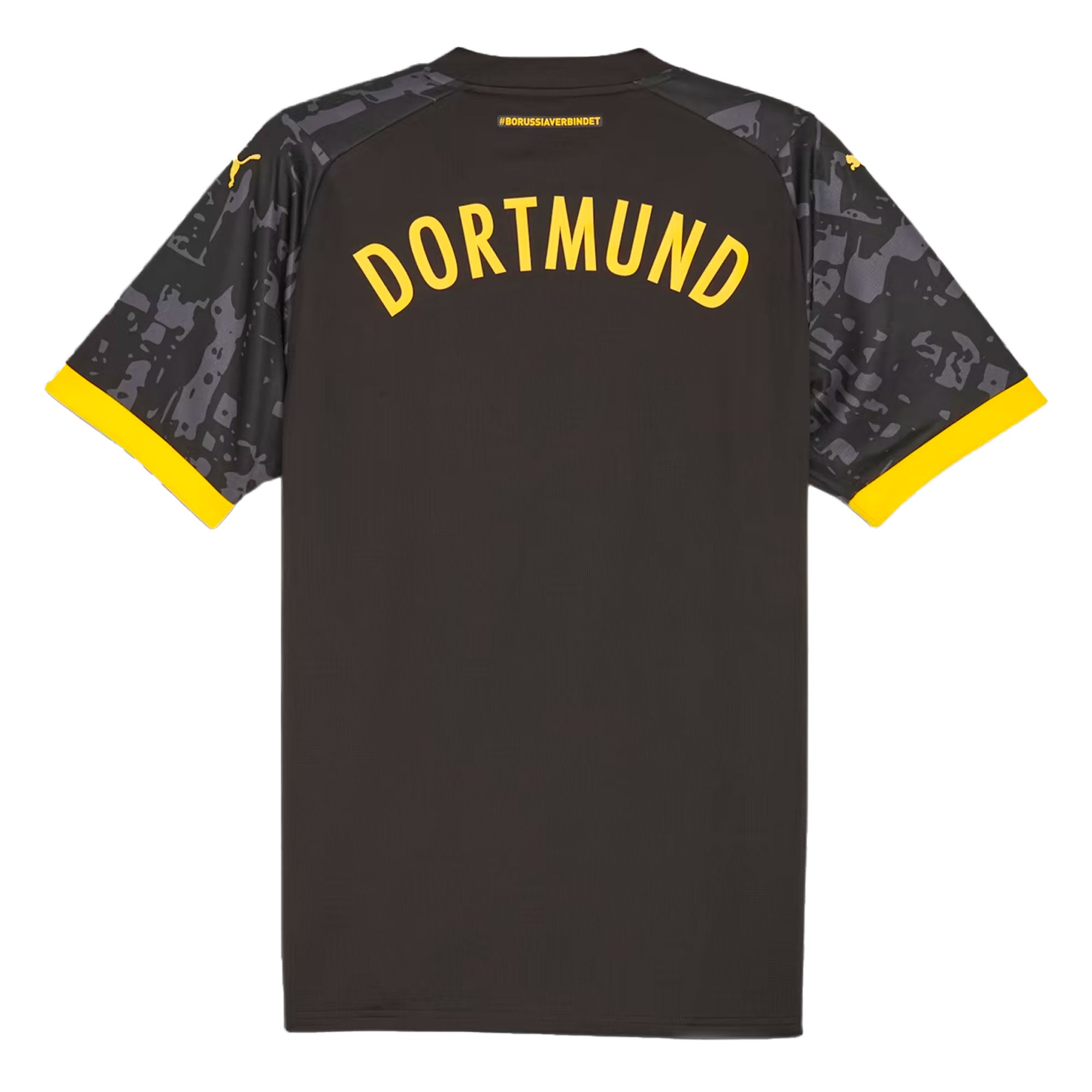 PUMA Men's Borussia Dortmund 2023/24 Away Jersey Black/Yellow、mySite、noshort