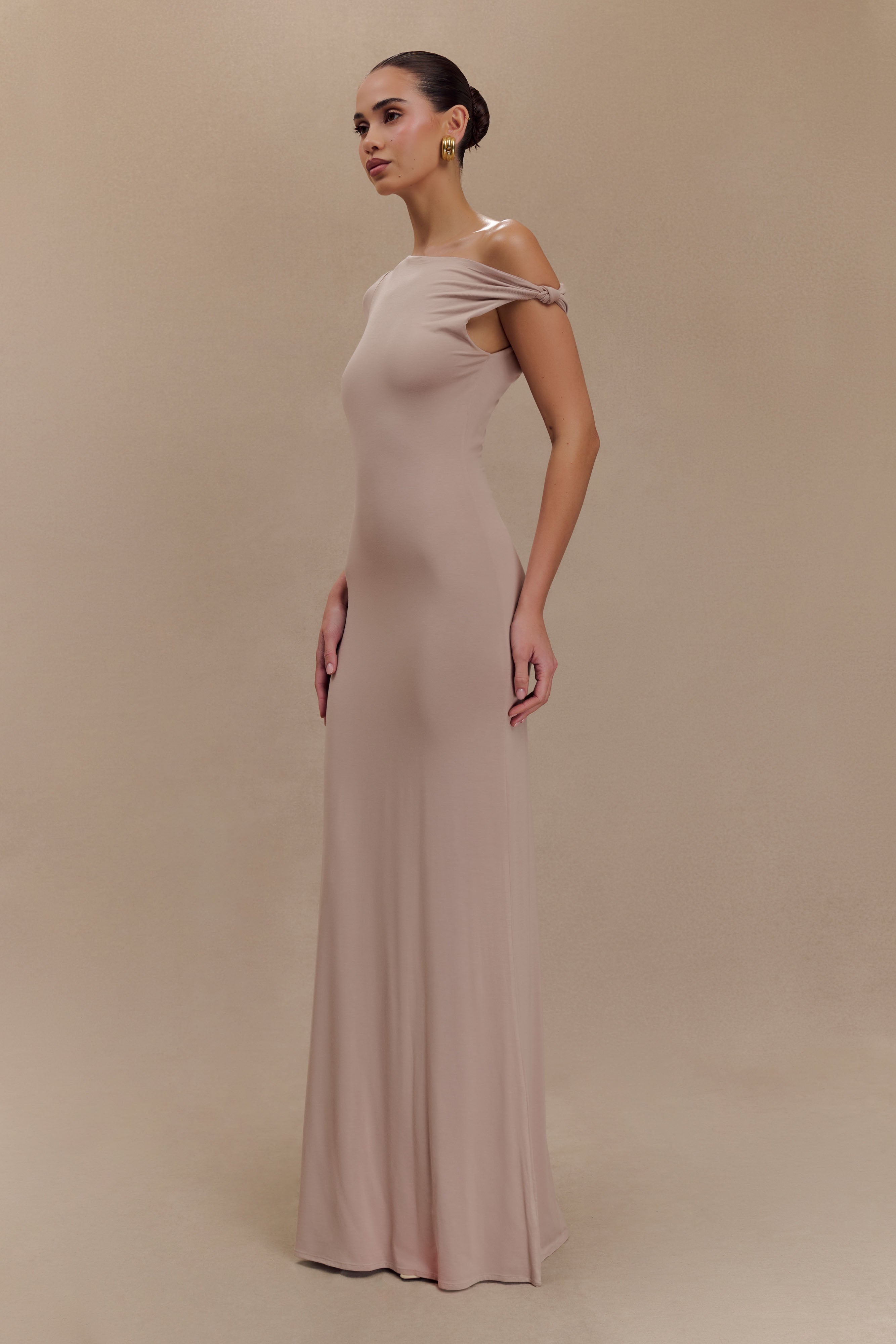 Tamsin Short Sleeve Modal Maxi Dress - Mushroom、mySite、solidvoid