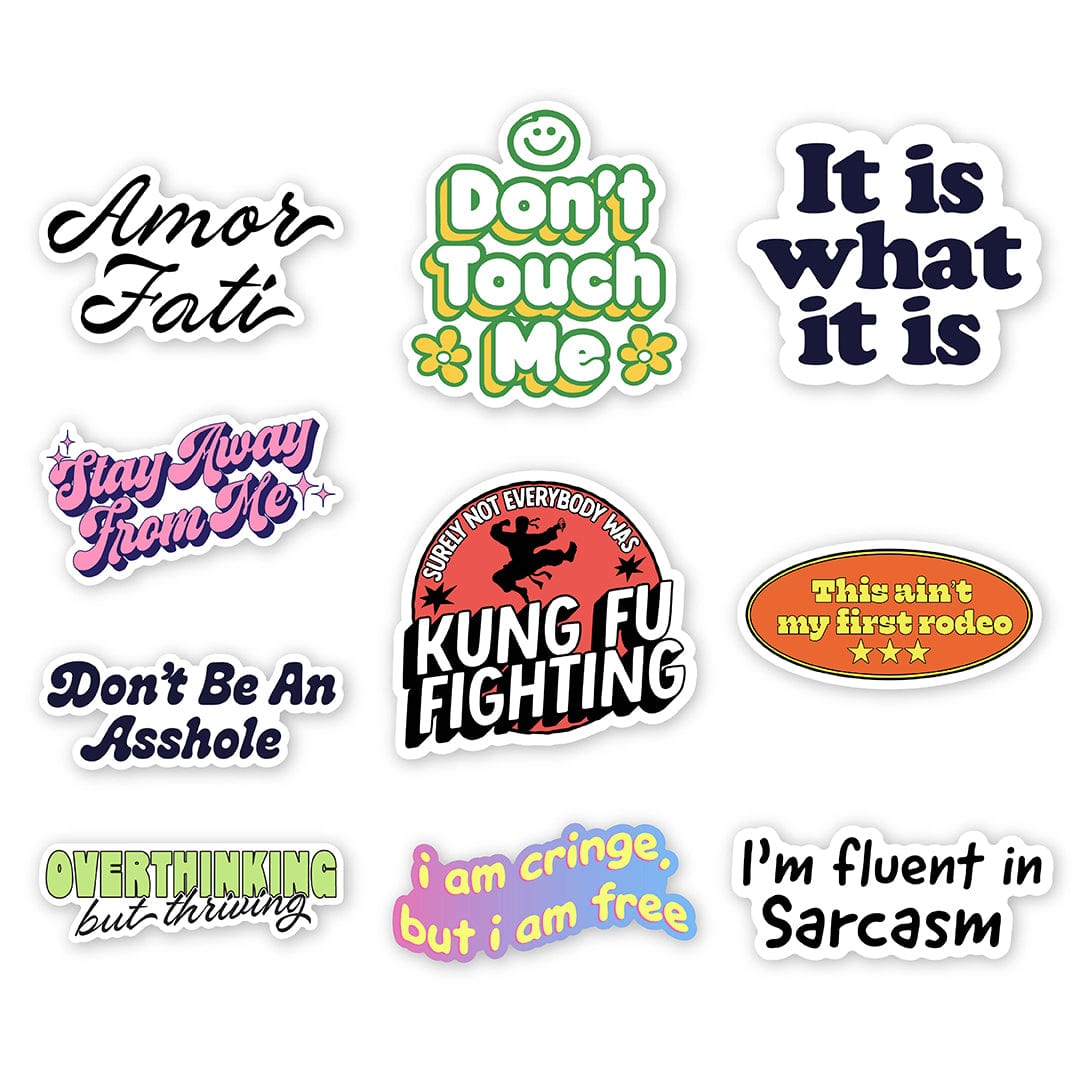  Trendy Text Phrases Stickers 10 Pack、mySite、ghnorth