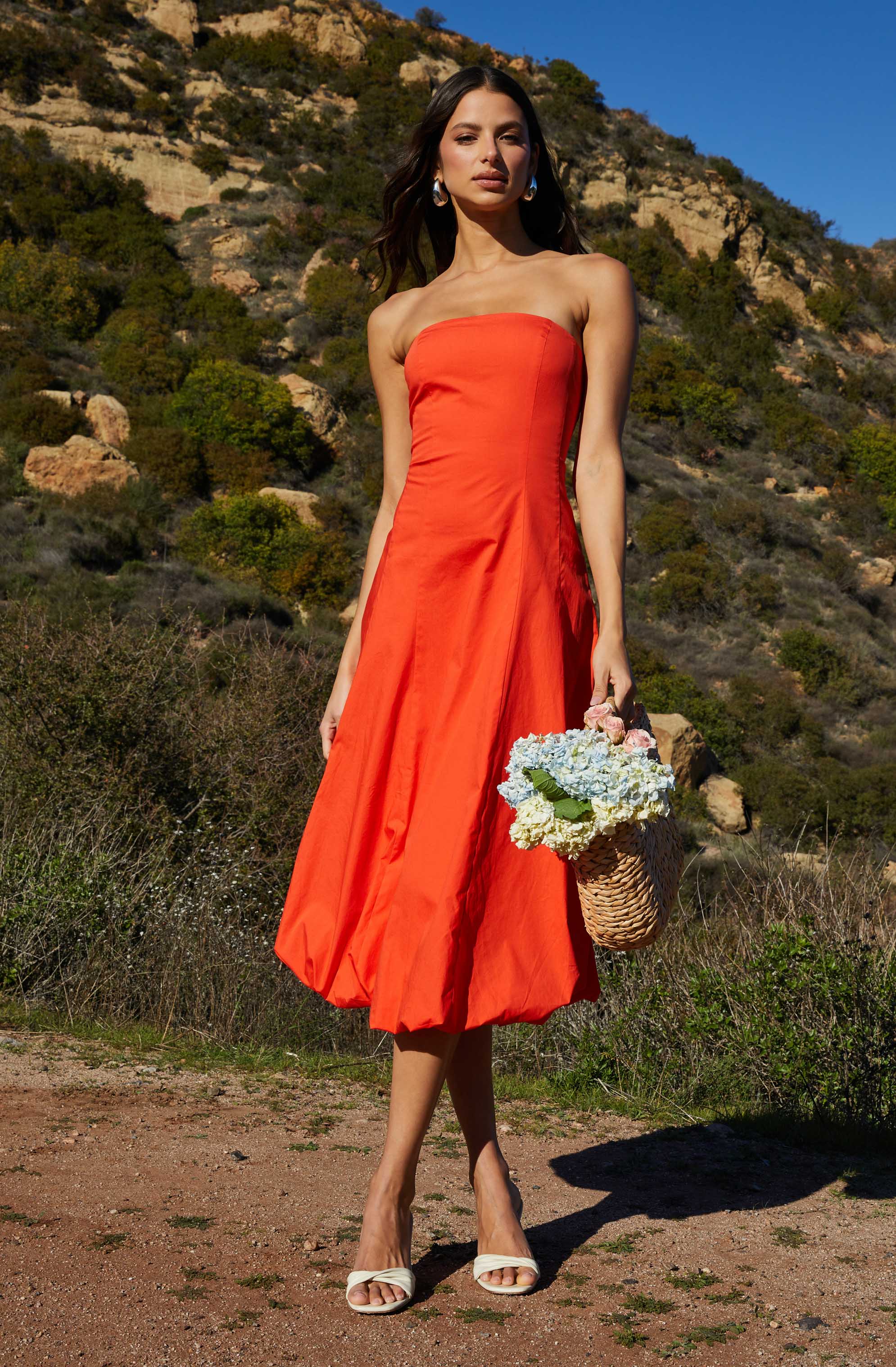 Lace Up Strapless Bubble Dress、mySite、solidvoid