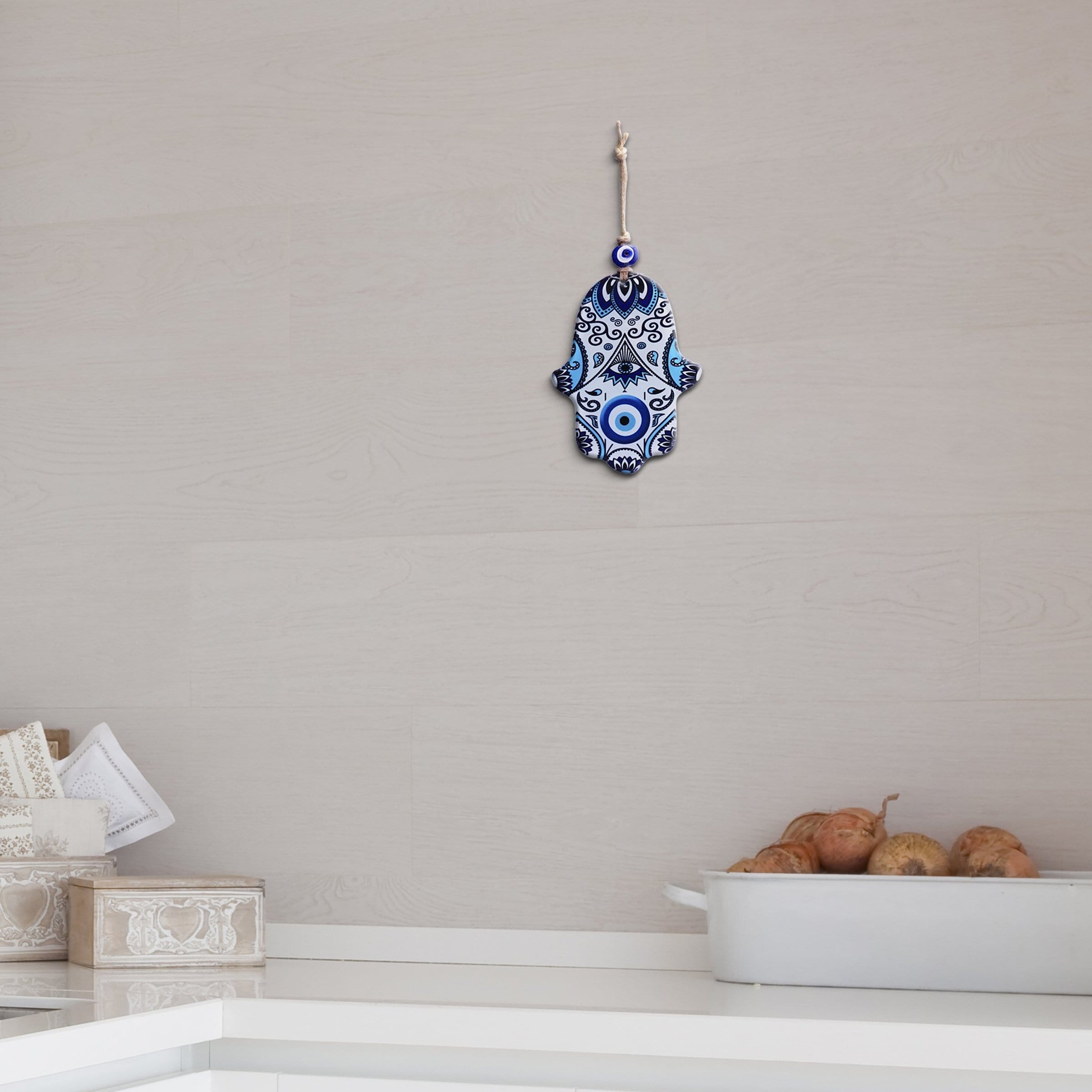Watchful Evil Eye and Hamsa Glass Wall Hanging、mySite、topwebapps