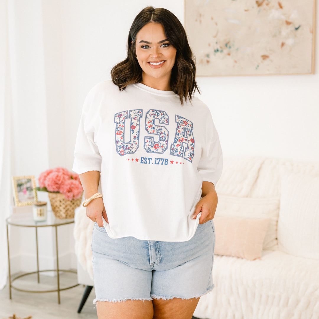  USA in Toile Vintage Wash Tee, White、mySite、justintrudeaud