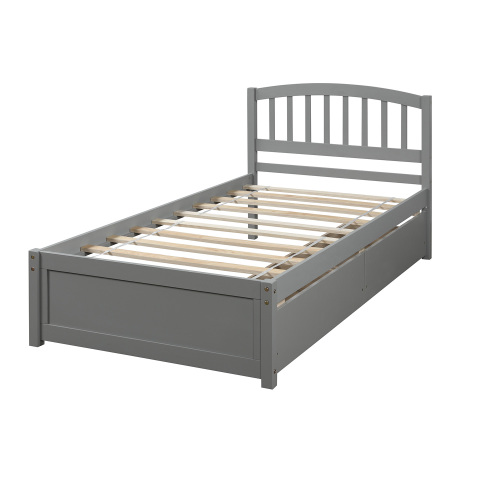 Twin Platform Storage Bed Wood Bed Frame with Two Drawers and Headboard, Espresso(Previous SKU: SF000062PAA)、、casual