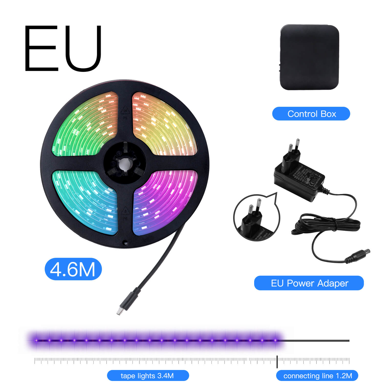 MOES Smart WiFi Ambient Lighting TV Backlight 4K HDMI 2.0 Sync Box LED Light Strip Music、mySite、fannypackpong