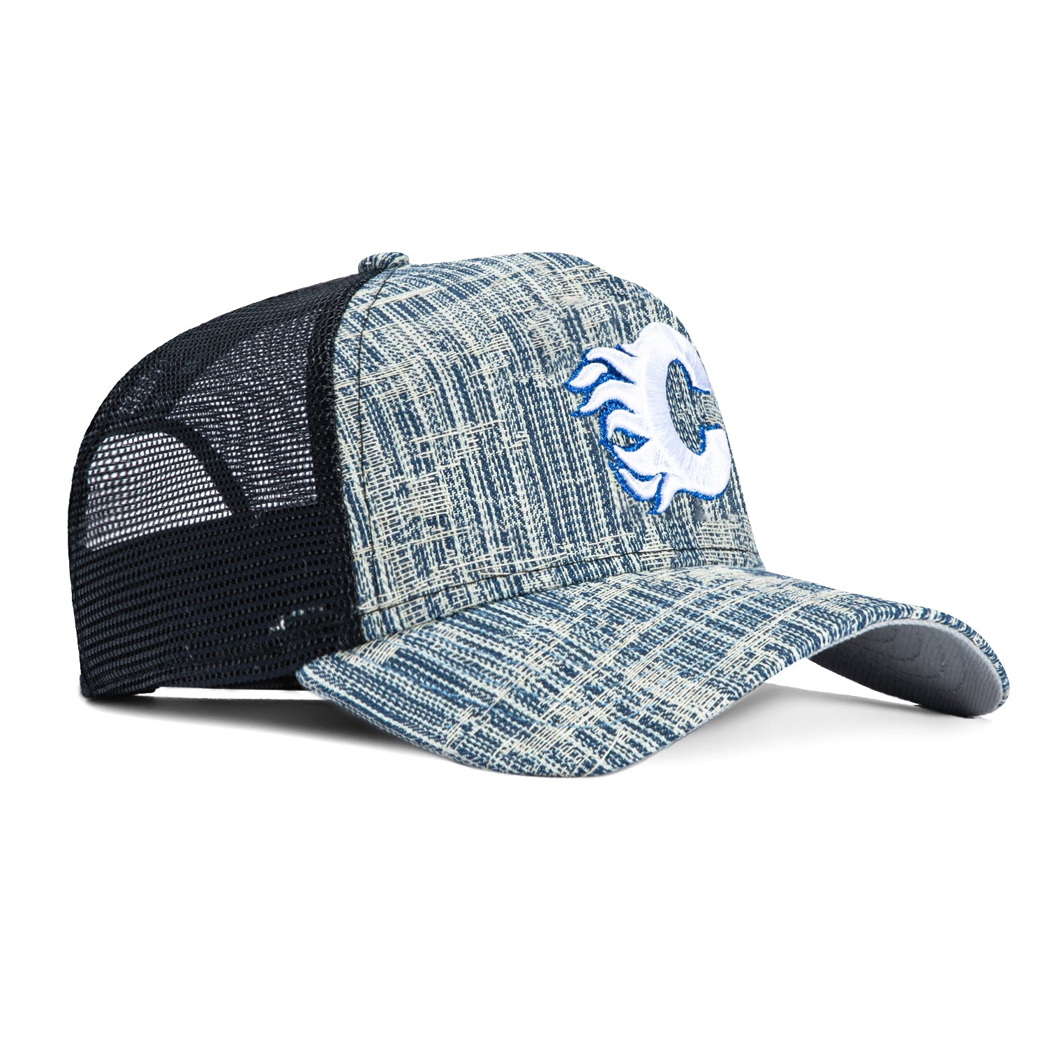 New Era 9Forty A-Frame Calgary Flames Snapback Trucker Hat - Denim, Navy、mySite、vikingsvslions