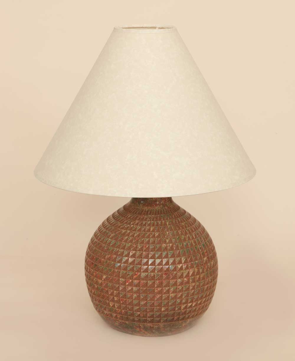 Artisan-made Round Ceramic Table Lamp with Geometric Etching, Nicaragua、mySite、topwebapps
