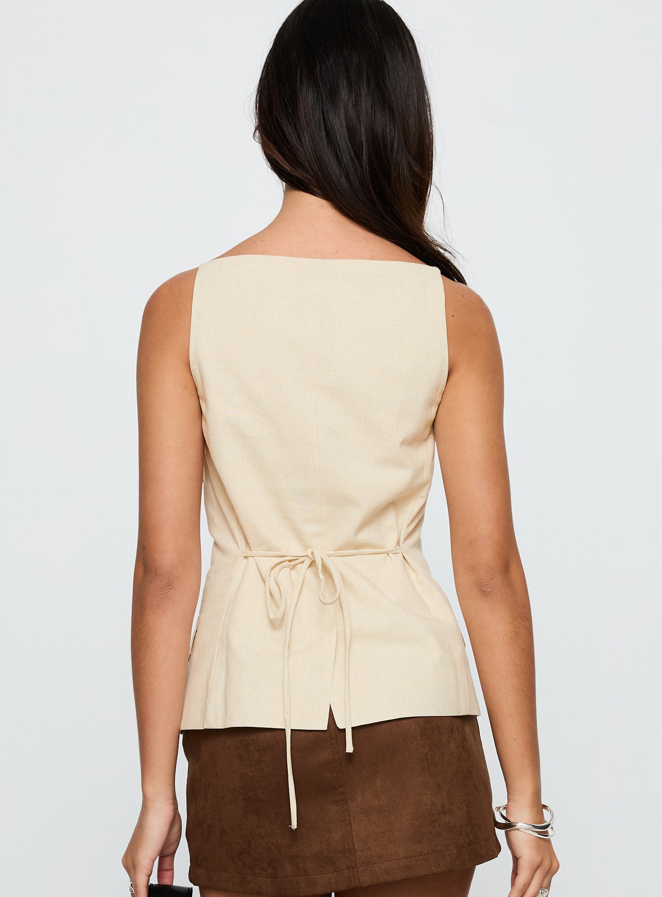 Embark Button Up Top Beige、mySite、solidvoid