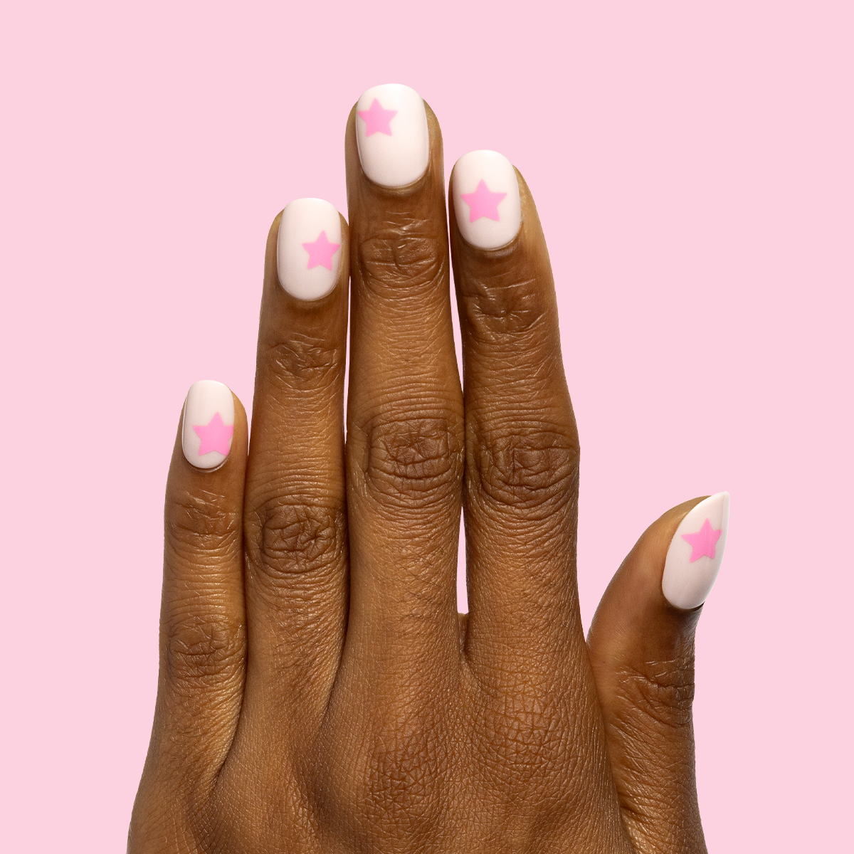 Pink Star Party - Tab Press-On | Extra Short | Round - Part of Set、mySite、solidvoid