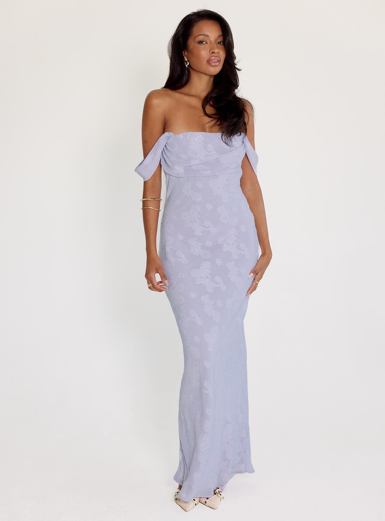 Azura Off The Shoulder Maxi Dress Lilac、mySite、solidvoid