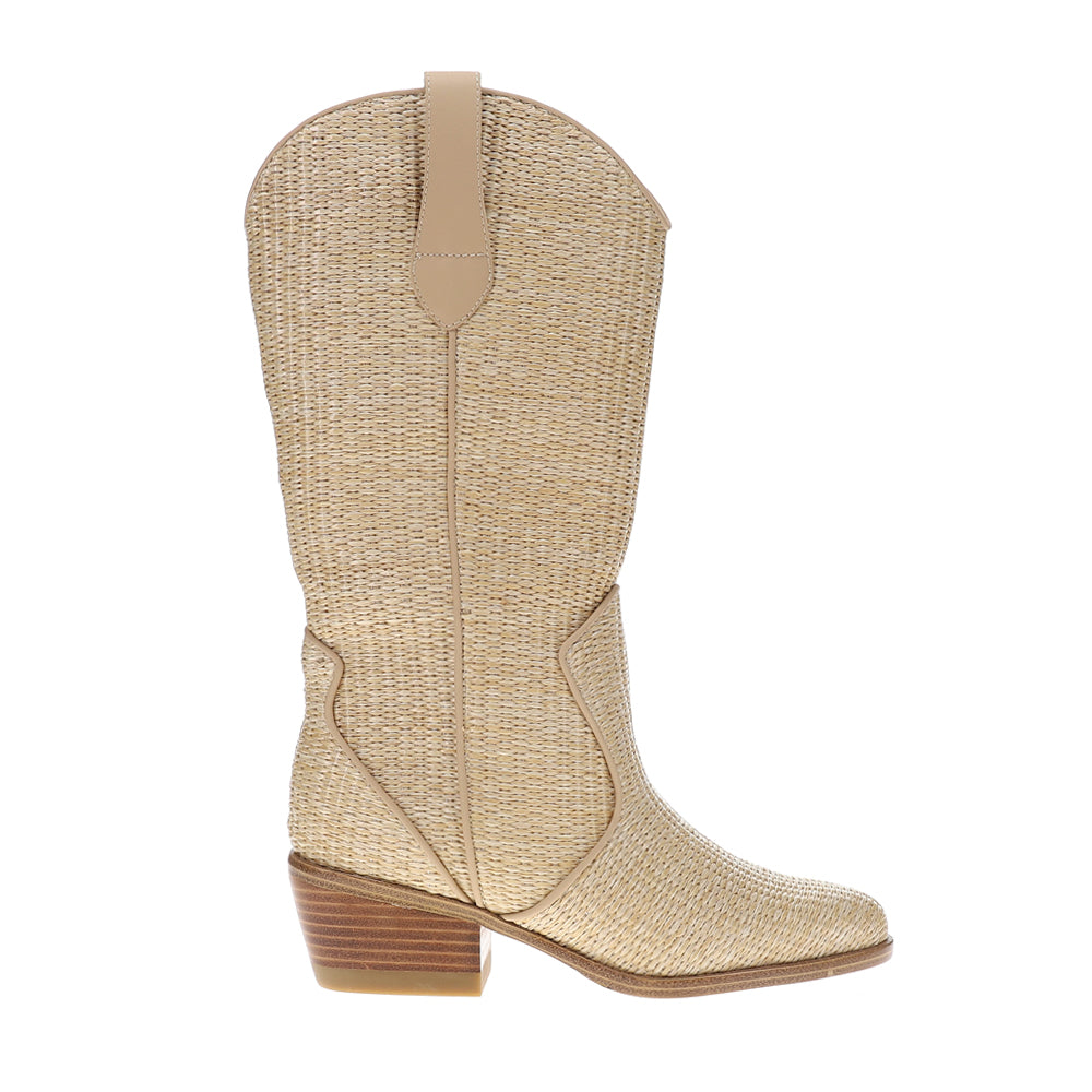 Jenah Raffia Round Toe Pull On Boots、mySite、gtrtttuynbv