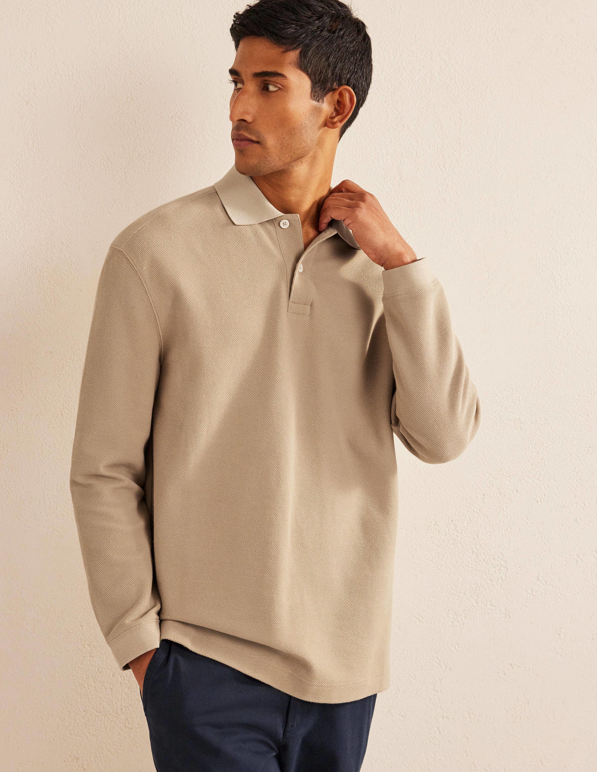  Relaxed Long Sleeve Polo-Stone、mySite、ashleygrahame