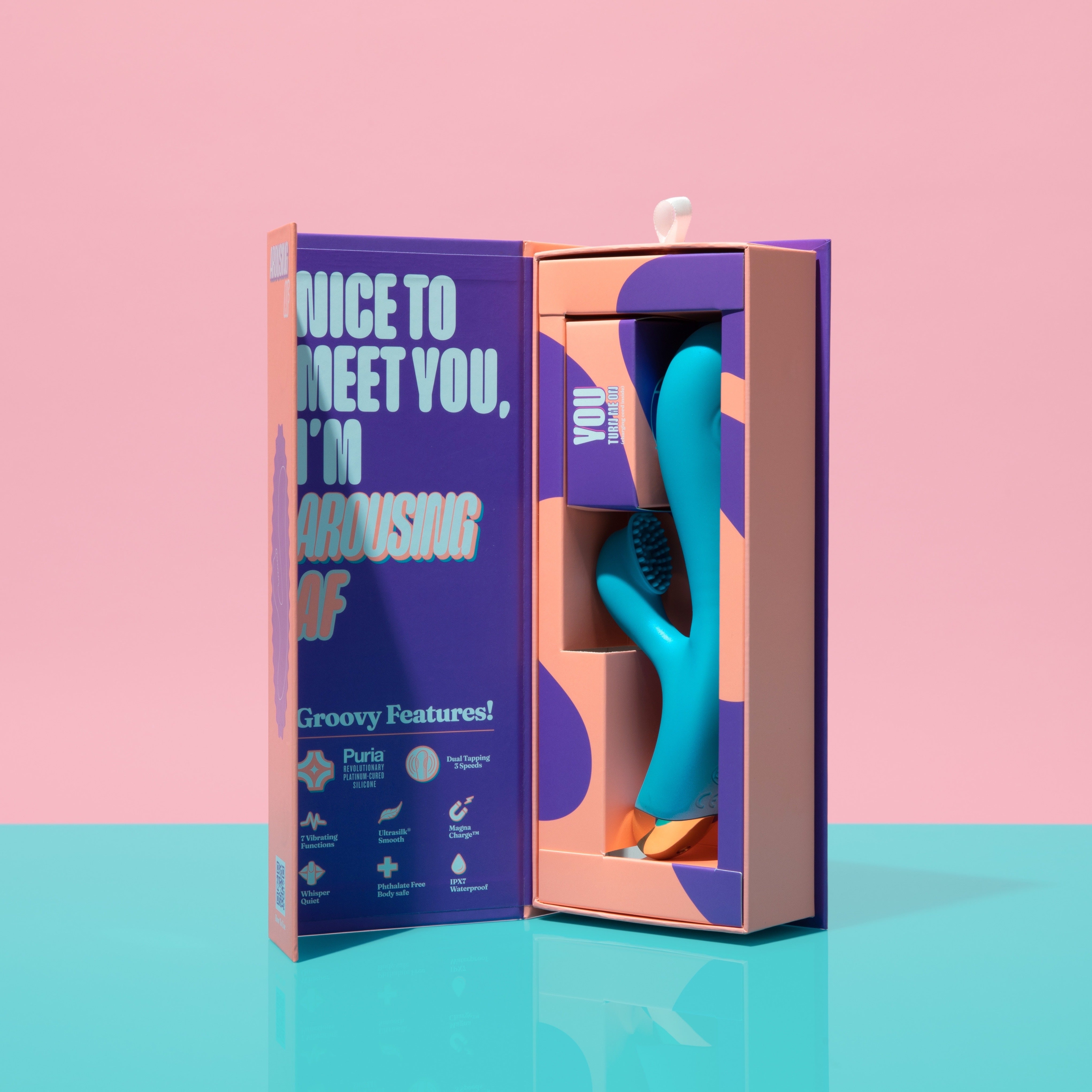 Aria By Blush® | Arousing AF: Clitoris Tickler + Dual Pulsations Blue Silicone Vibrator、mySite、bottomscart