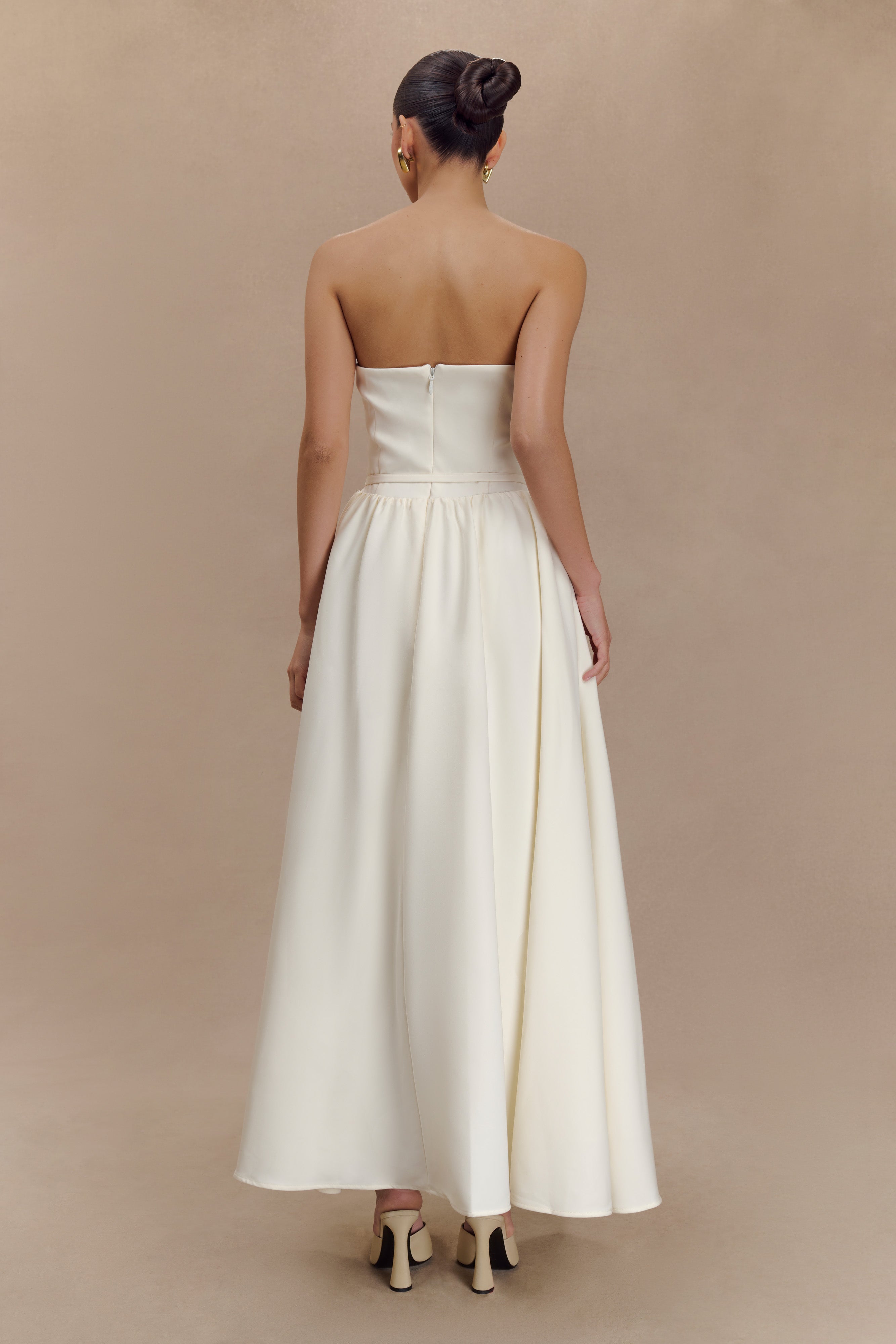 Penny Strapless Contrast Midi Dress - Ivory & Burgundy、mySite、solidvoid